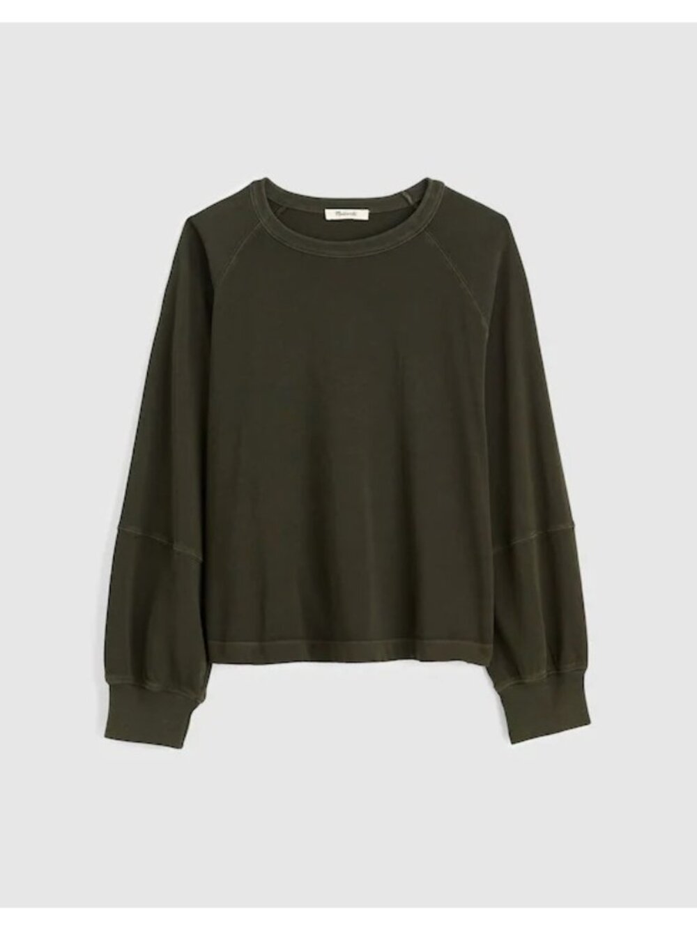 Madewell Womens Relaxed Long-Sleeve Raglan Tee~Size L~Midnight Olive NWT L15 41